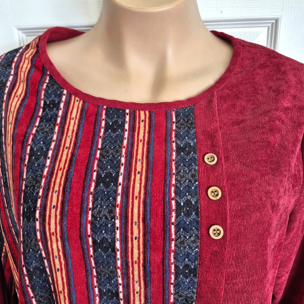 Gracila red corduroy long sleeve top womens‎ 5XL - Picture 4 of 8